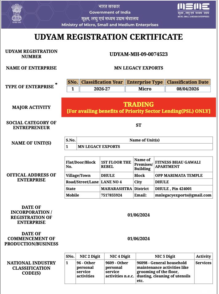 Udyam Certificate